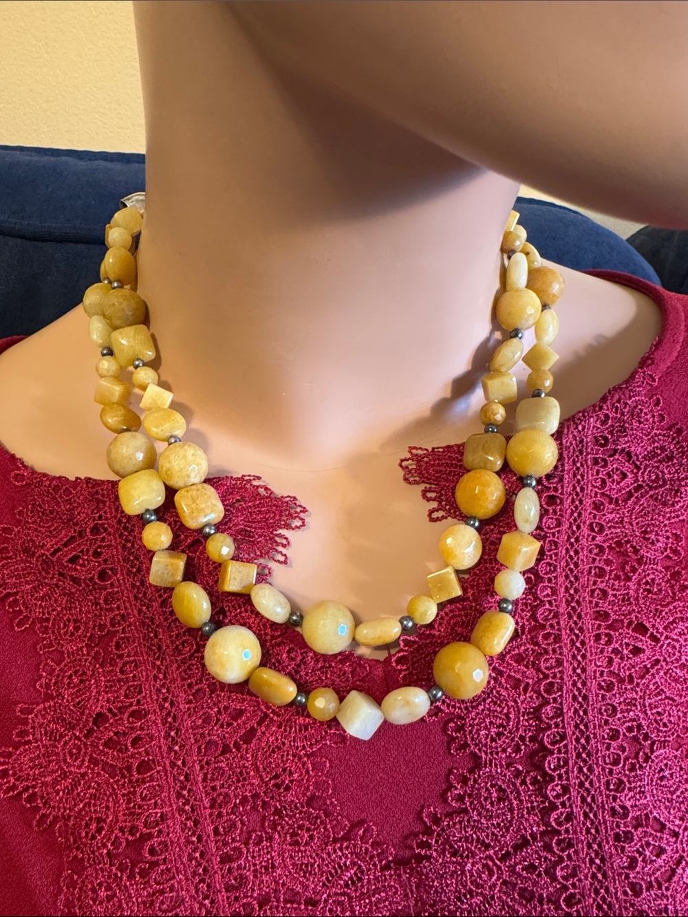 Mine Finds by Jay King Sterling & double strand yellow opal necklace
